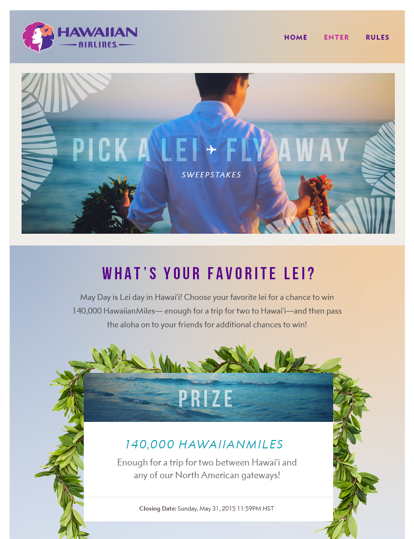 Pick A Lei Fly Away Sweepstakes